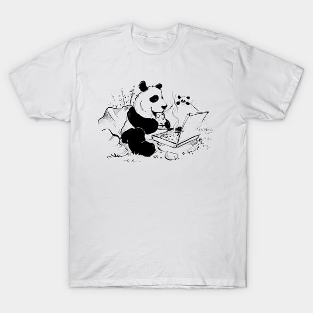 Pizza eating Panda T-Shirt by Jason's Doodles